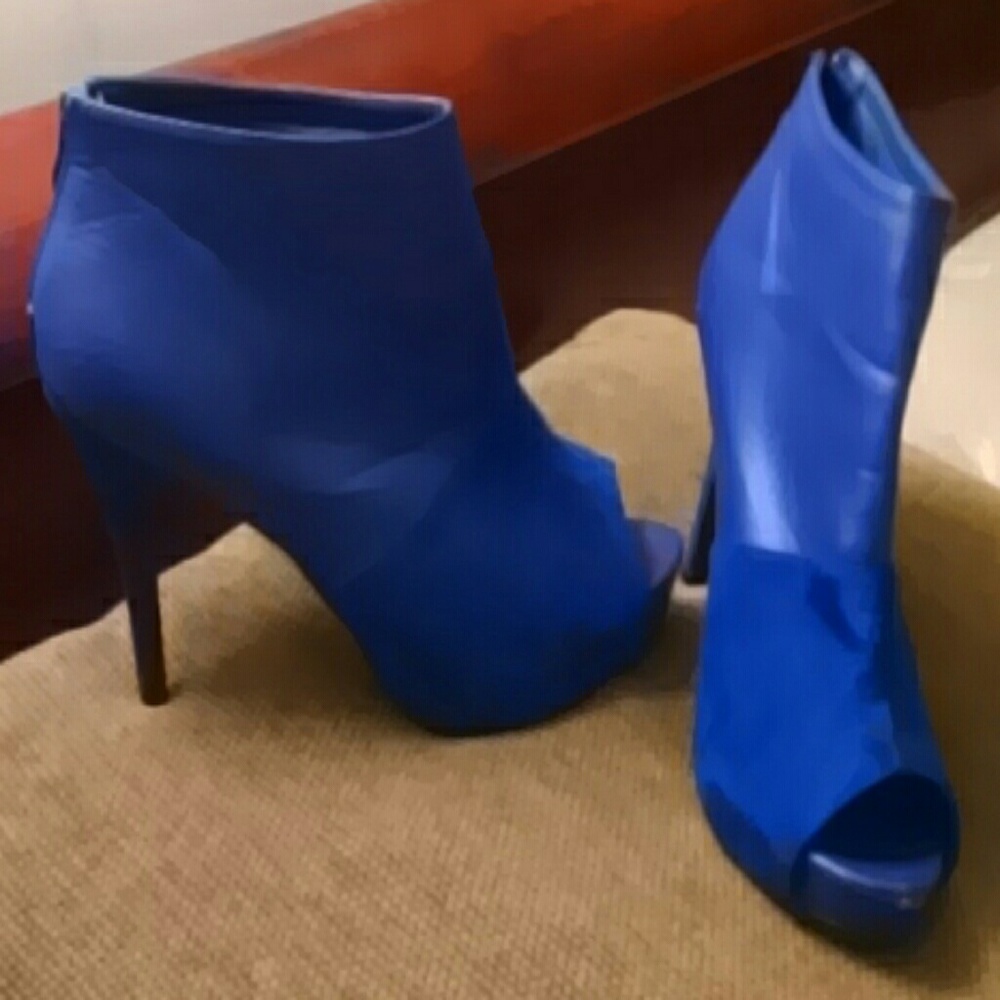 Blue Peep Toe Booties